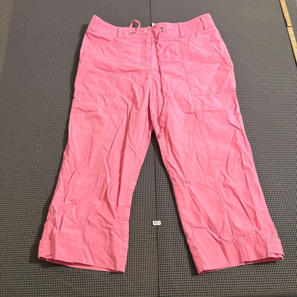 Jones New York Sport Petite Pink Cotton Crop Pants Size 12P Drawstring Waist